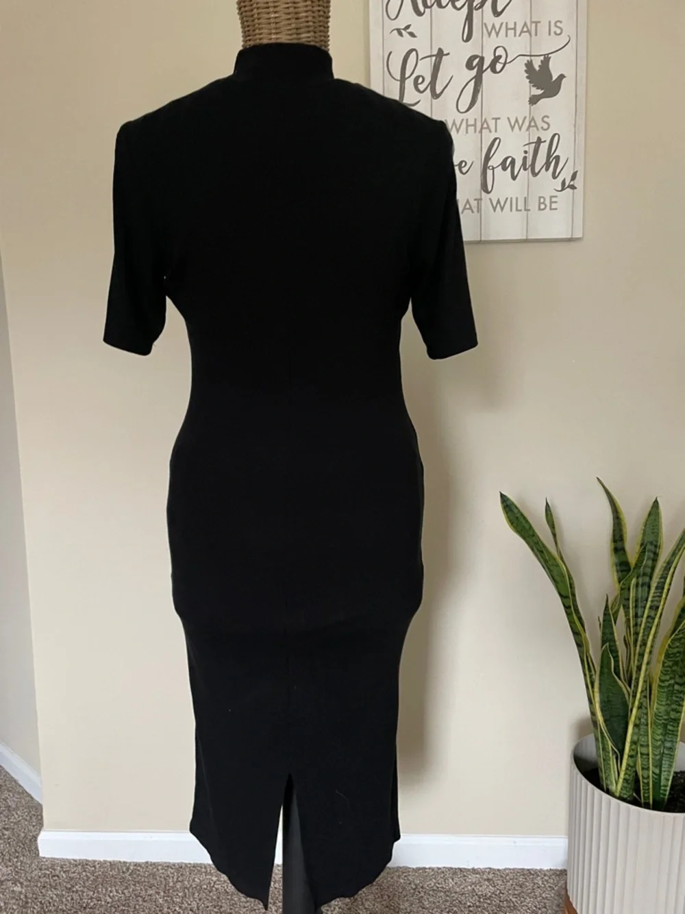 Marine Layer Black Lexi Rib Mock Neck Midi Dress - Picture 5 of 7